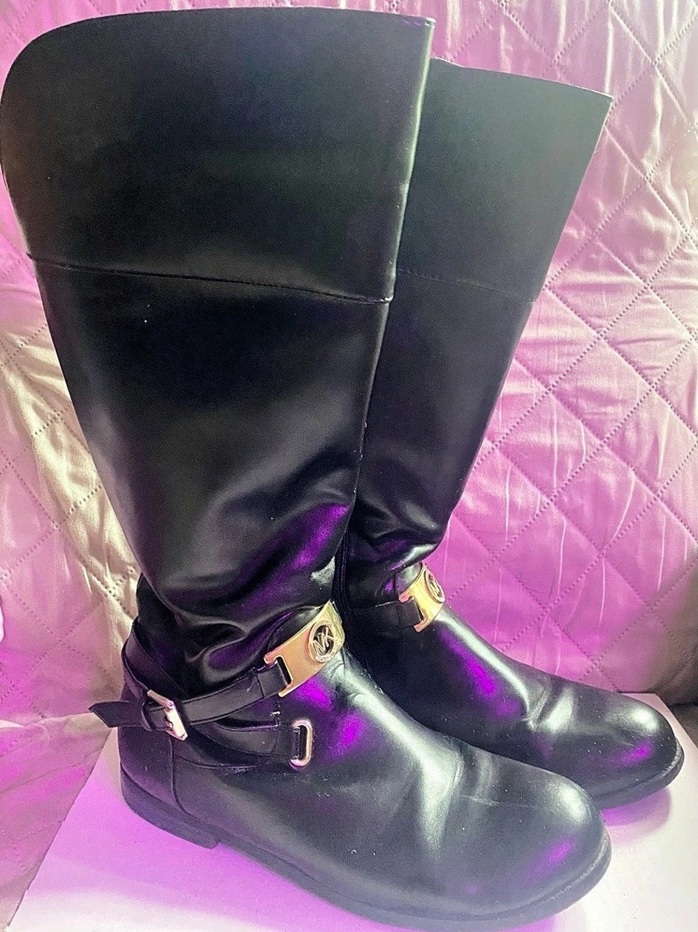 Michael Kors Black Boots with Gold, Sz 5